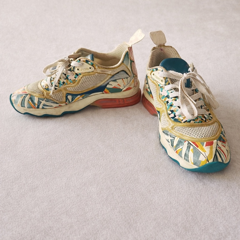 Fendi FFast Bird of Paradise Multicolor Floral Mesh Sneakers - Picture 2 of 8